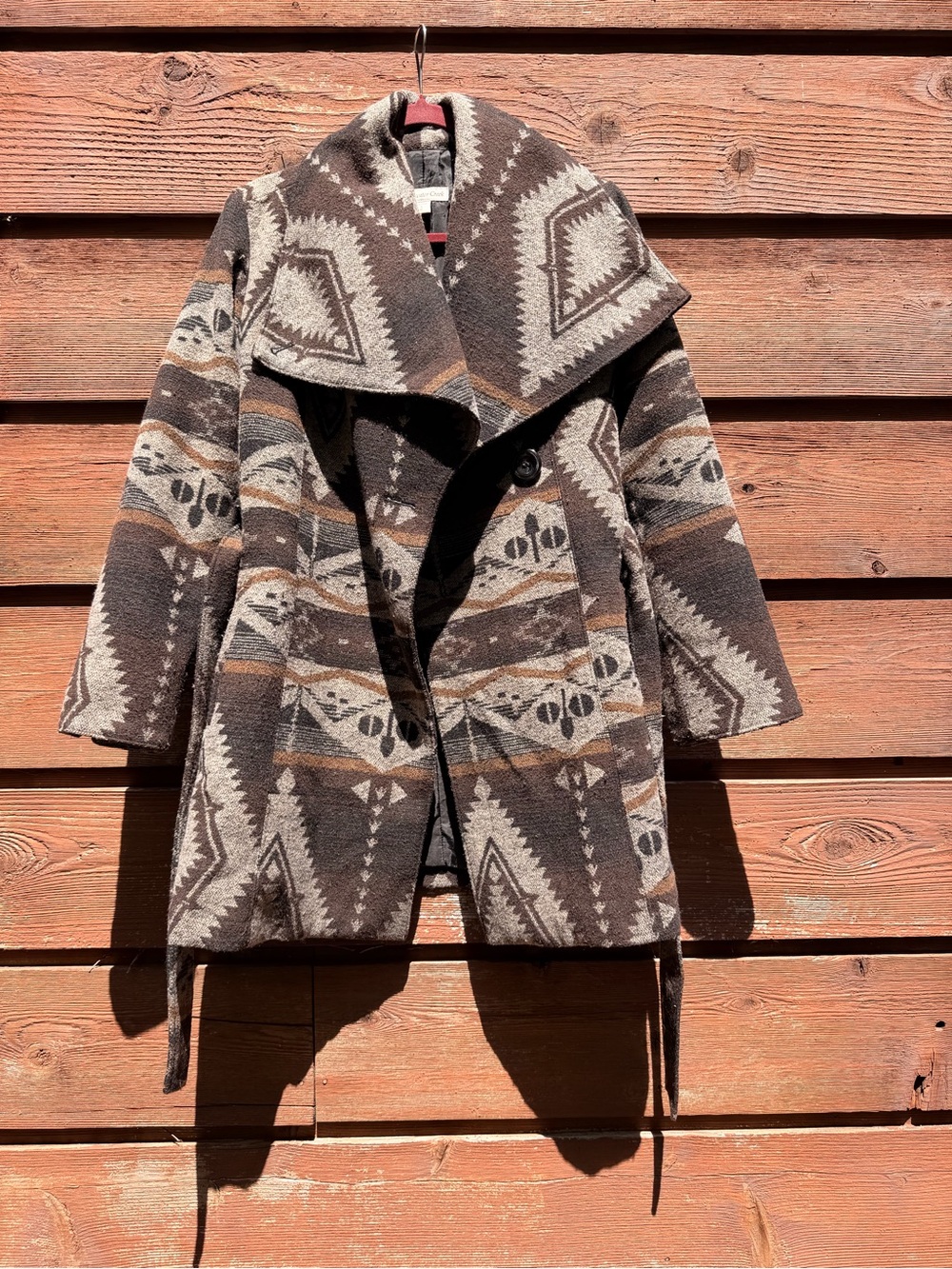 Coldwater Creek Southwestern Tapestry Wrap Belted Coat Size S/8 up to Size L